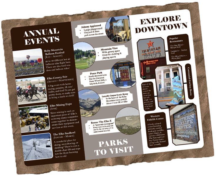 Brochure design about a town in Nevada